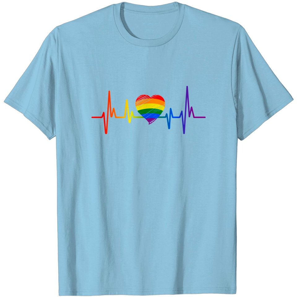 Lovely Lgbt Gay Pride Heartbeat Lesbian Gays Love T-Shirt