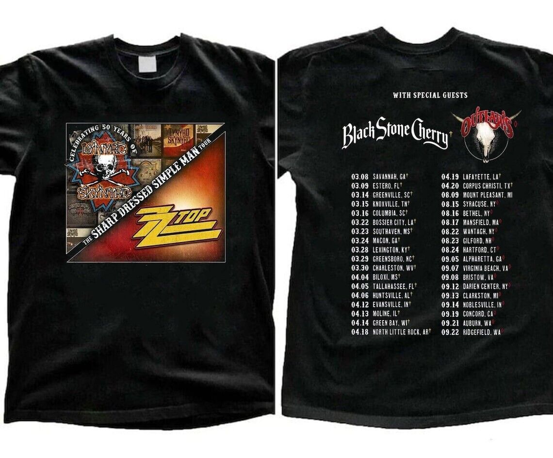 Lynyrd Skynyrd Zz Top Tour 2024 Sharp Dressed Simple Man *2Side Shirt