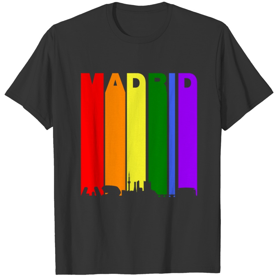 Madrid Spain Rainbow Skyline Lgbt Gay Pride T Shirts