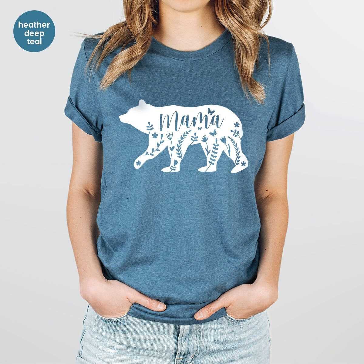 Mama Bear Floral T-Shirt, Mom Shirt, Mama T- Shirt, Premium Shirt