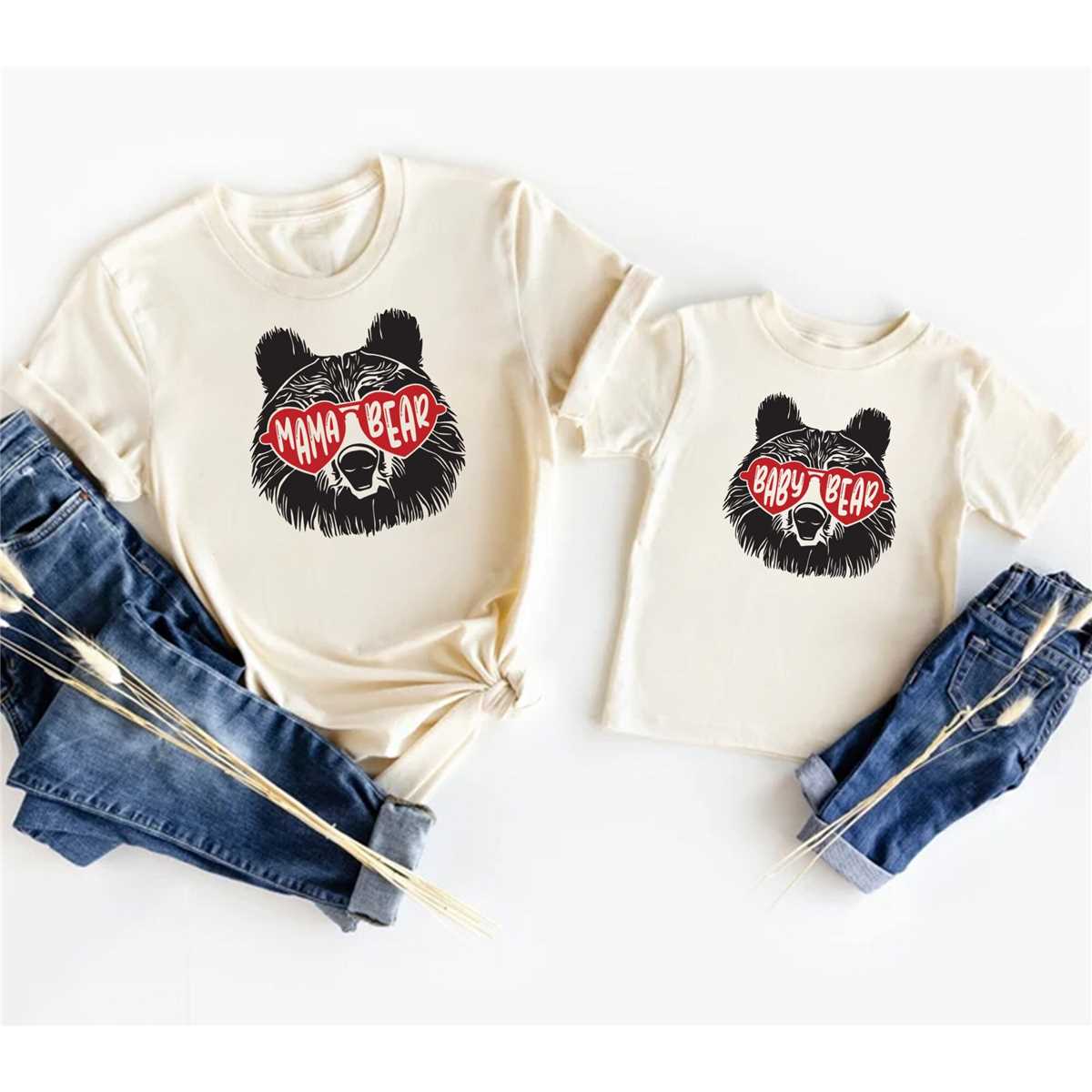 Mama Bear Heart Sunglasses T-Shirt, Mom Shirt, Mama T- Shirt, Premium Shirt