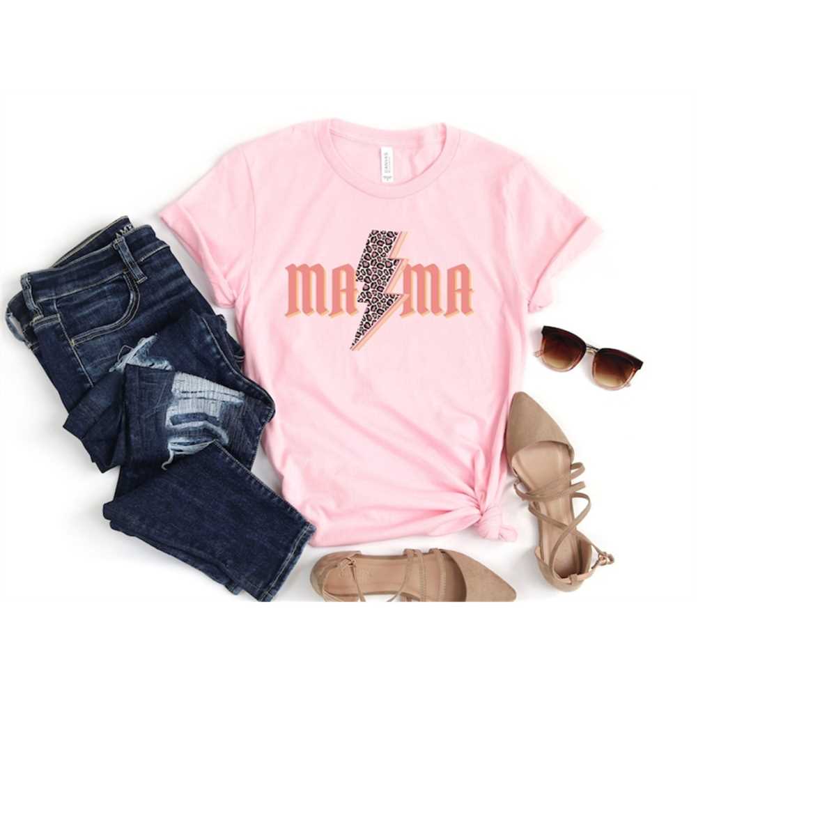 Mama Leopard Print T-Shirt, Mom Shirt, Mama Tee, Grandma Tee, Premium Shirt