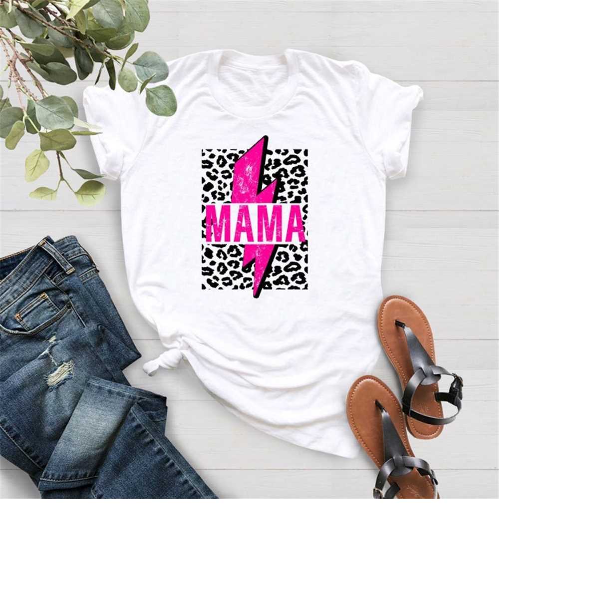 Mama Pink Lightning Bolt T-Shirt, Mom Shirt, Mama T- Shirt, Premium Shirt