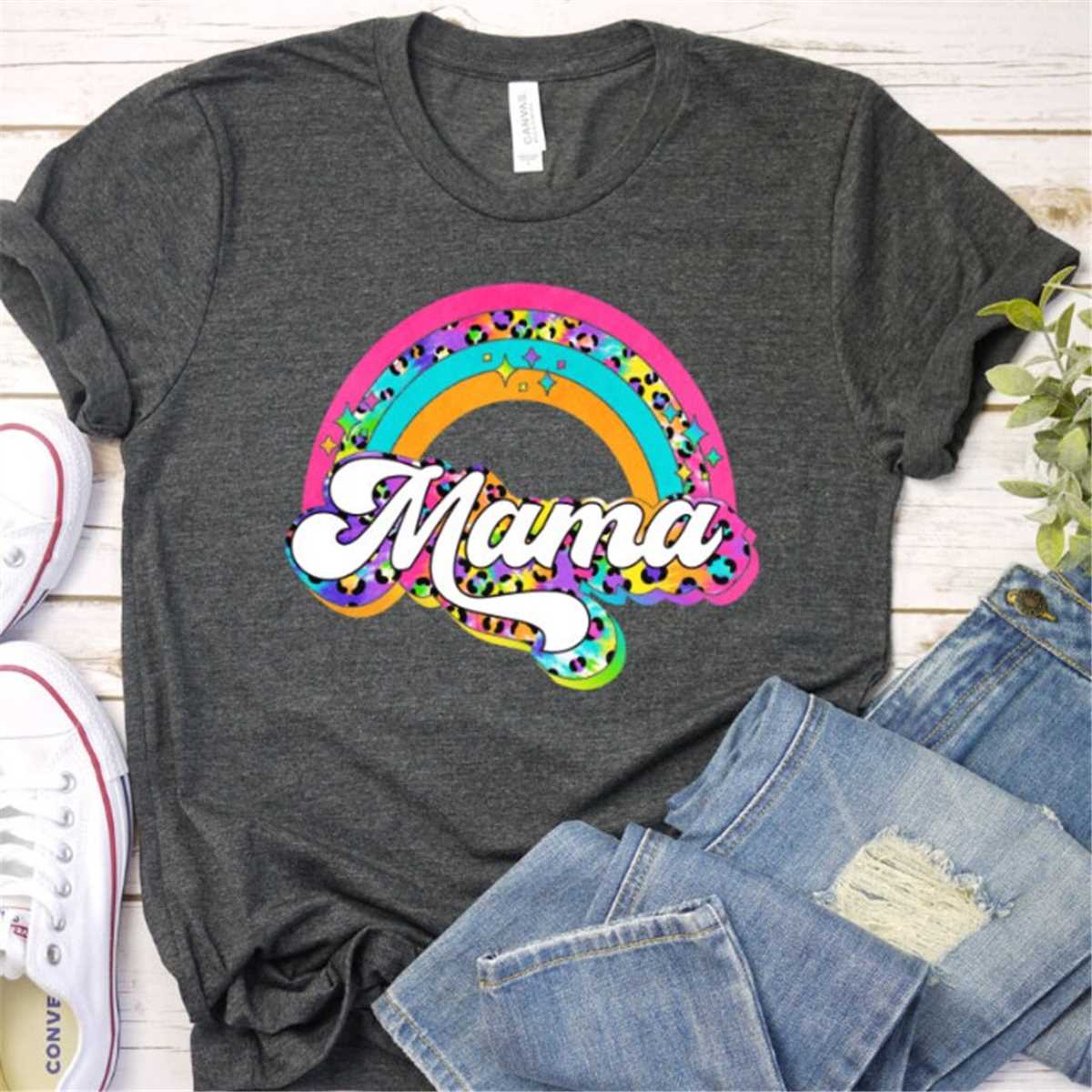Mama Shirt Retro Rainbow, Mom Shirt, Mama Shirt, Premium Shirt
