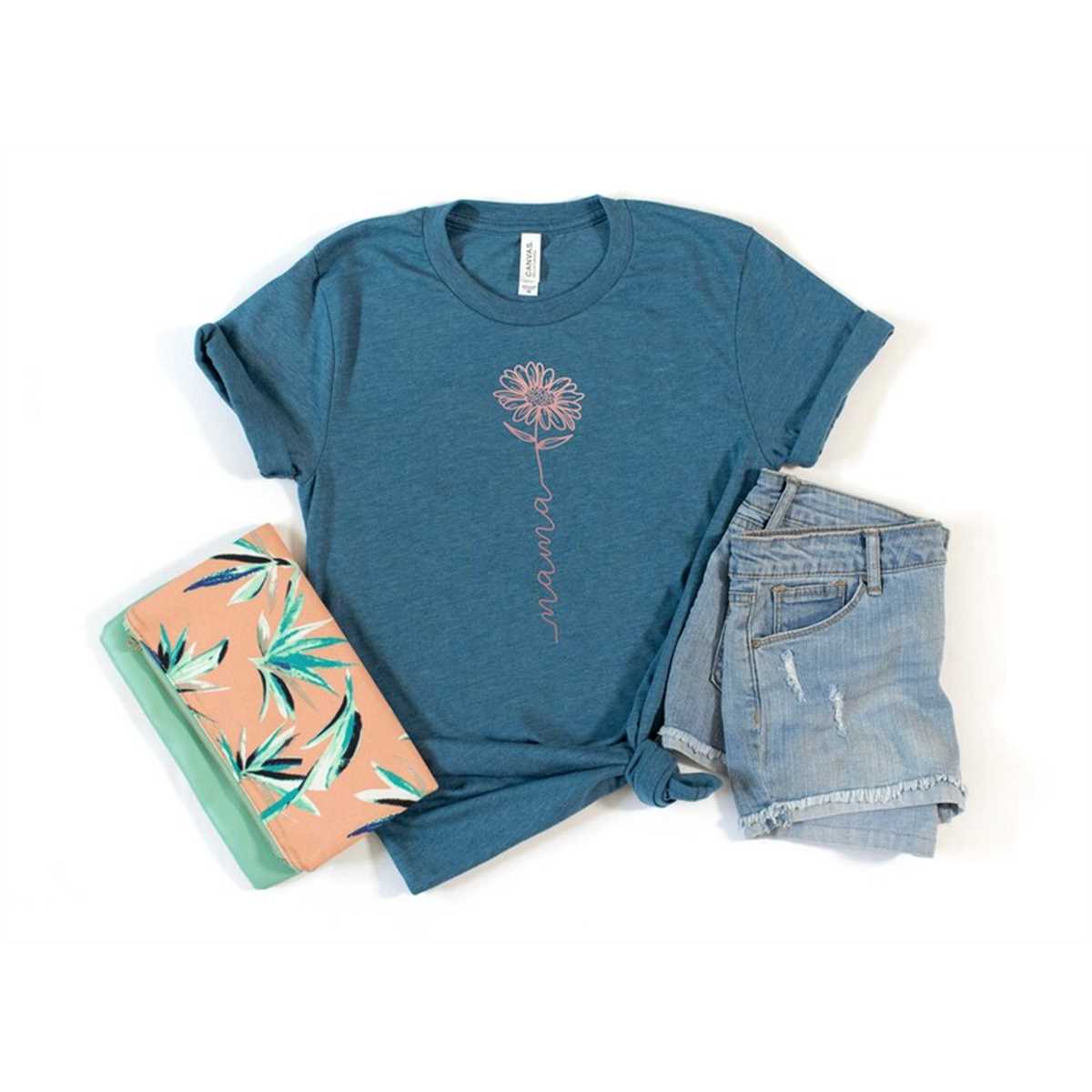 Mama With Flower T-Shirt, Mom Shirt, Mama Shirt, Premium Shirt