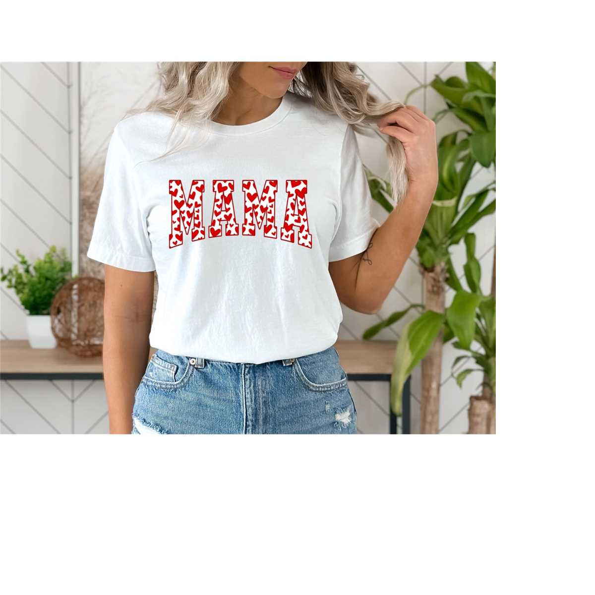 Maman Tshirt, Red Hearts In Mom'S Shirt, Mom Shirt, Mama Shirt, Shirt For Mom