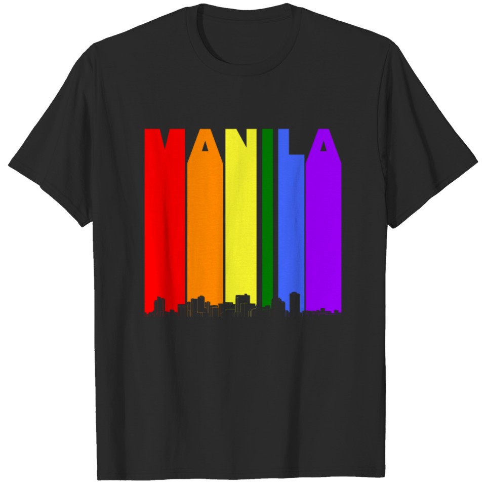 Manila Philippines Skyline Rainbow Lgbt Gay Pride T-Shirt