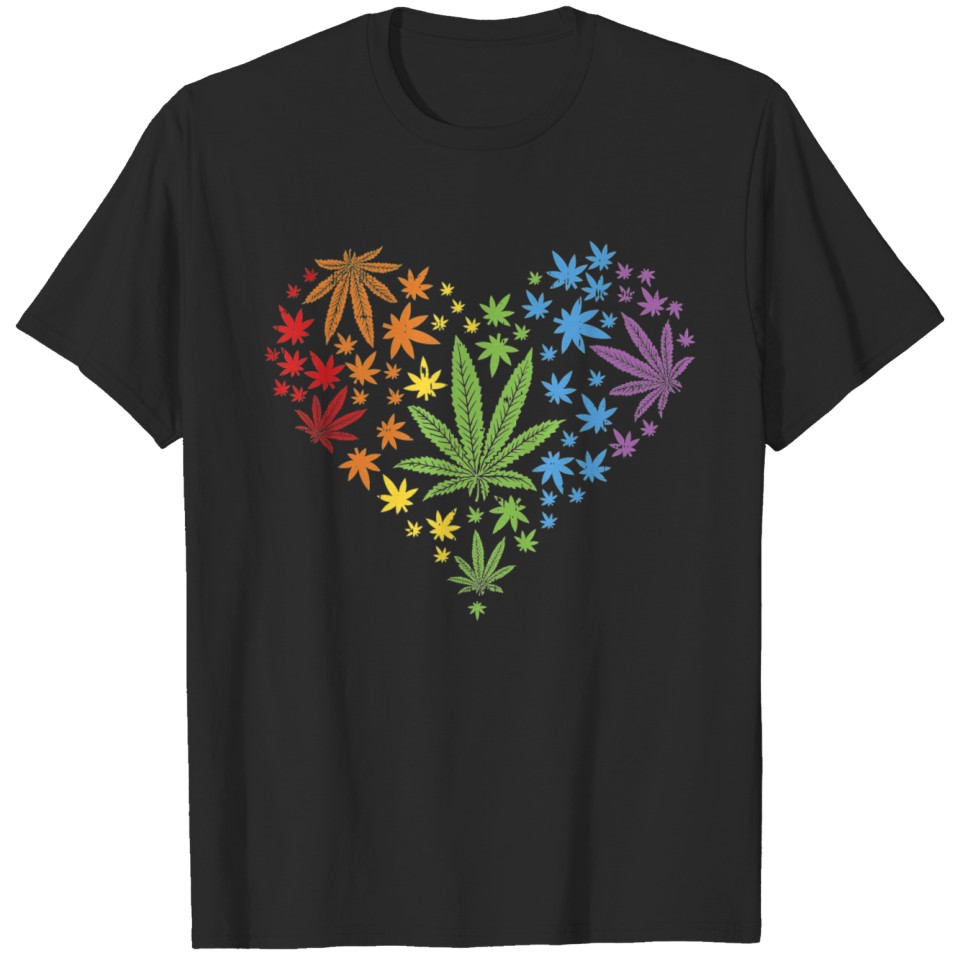 Marijuana Heart Lgbt Weed Leaf Gay Pride Stoner T-Shirt