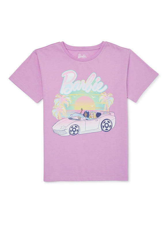 Mattel Girls Barbie Ride, Crew Neck, Short Sleeve, Graphic T-Shirt, Sizes 4-16
