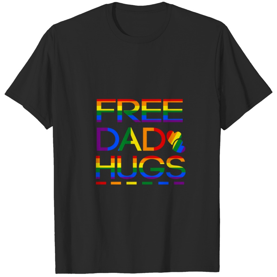Mens Free Dad Hugs Shirt Lgbt Gift Rainbow Flag T-Shirt