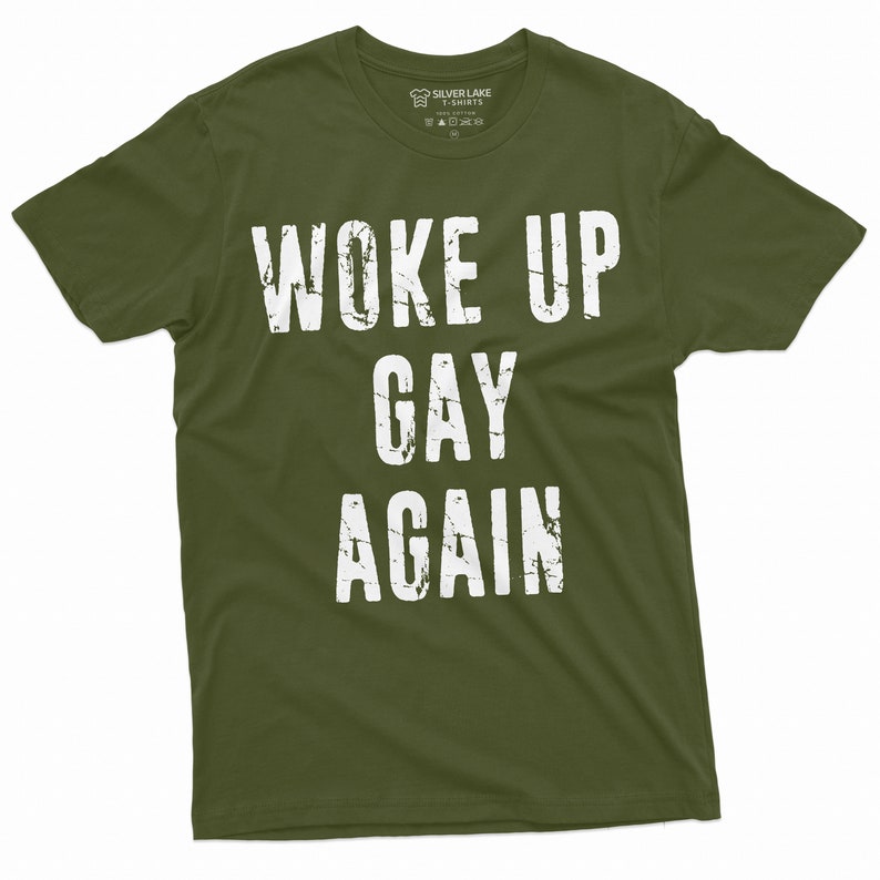 Mens Woke up Gay Again Funny LGBTQ Pride Month T-shirt Unisex Mens Gift Lesbian Gay Pride Humor Tshirt