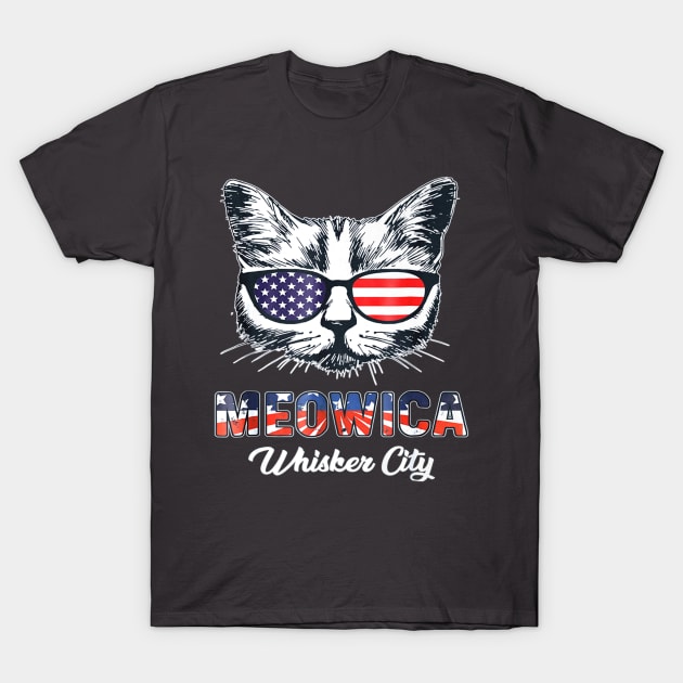 Meowica Patriot Whisker City Cat T-Shirt July 4Th Tshirt, July 4Th Tee, Independence Premium Shirt