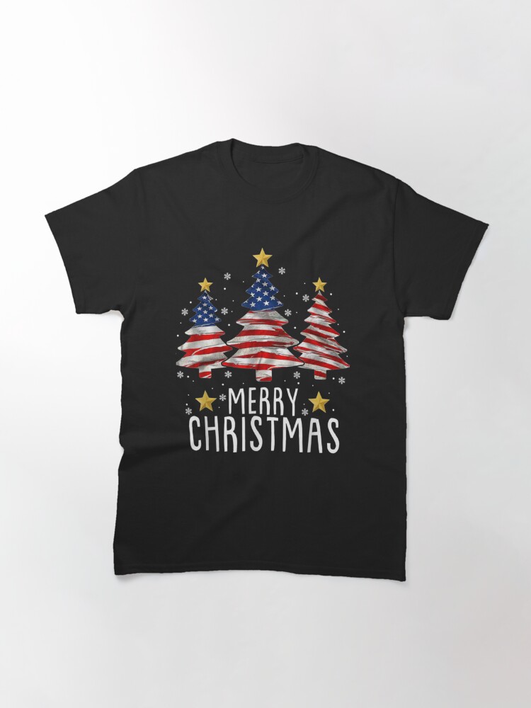 Merry Christmas Tree American Flag Funny Us Flag Xmas Classic T-Shirt July 4Th Tshirt, July 4Th Tee, Independence Premium Shirt