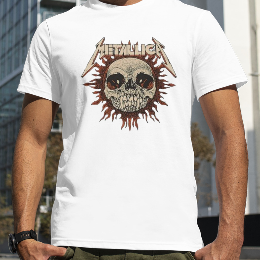 Metallica Flaming Sun Burnout T-Shirt, Premium Shirt
