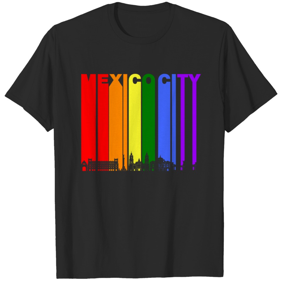 Mexico City Skyline Rainbow Lgbt Gay Pride T-Shirt