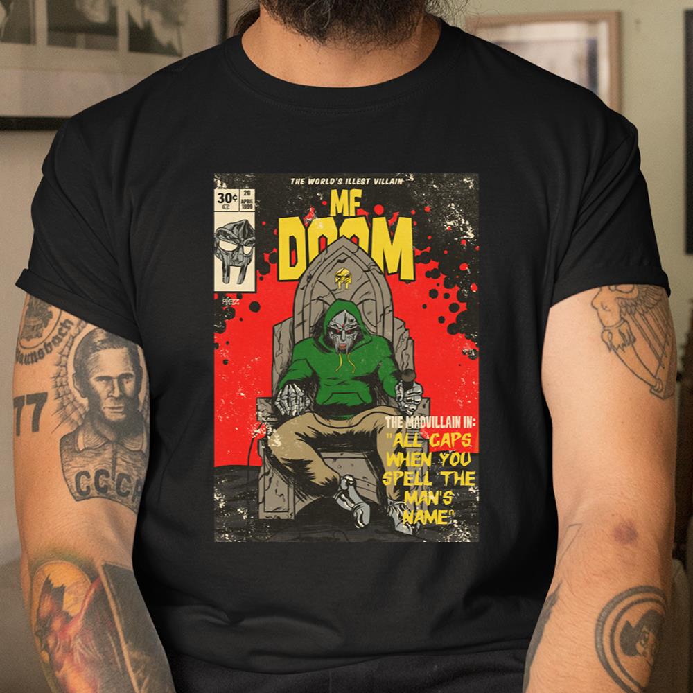 Mf Doom Shirt All Caps Mf Comic Shirt Ishirts Global, Premium Shirt