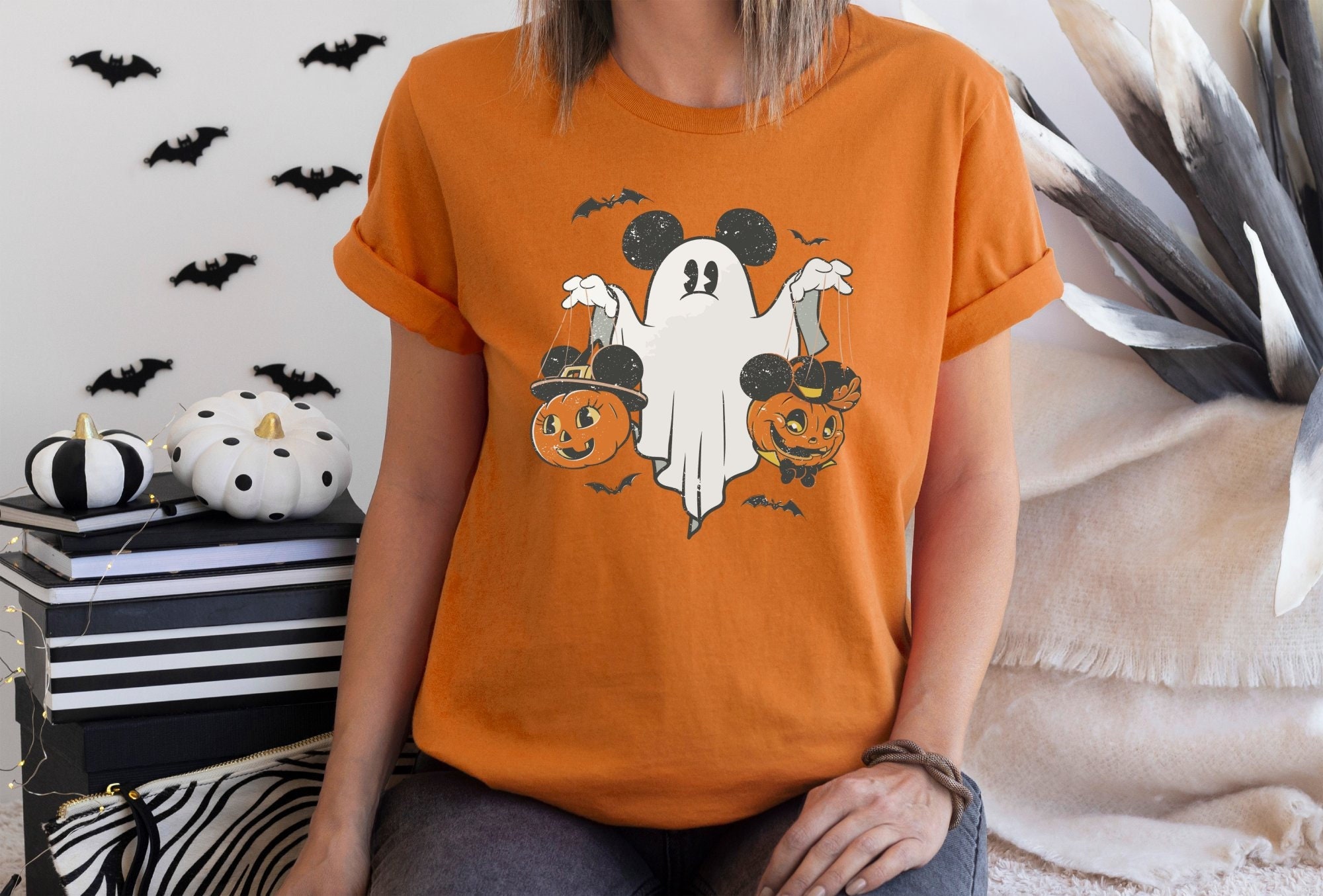 Mickey Ghost Halloween Shirt, Retro Mickey Spooky Season Shirt, Disney Tshirt 1Pc