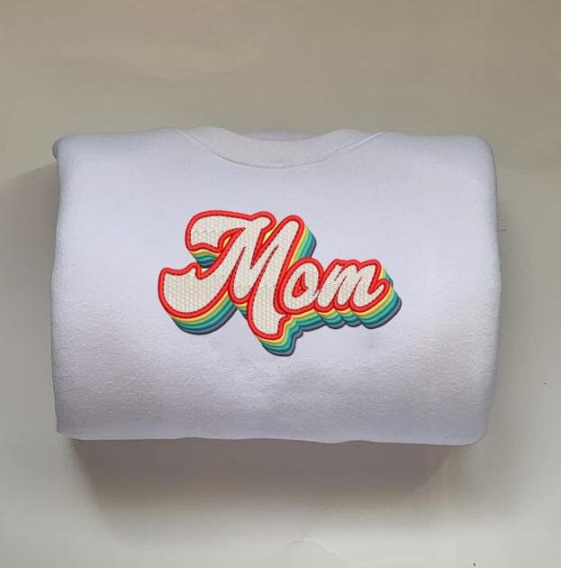 Mom Colorful Mothers Day Embroidered T-Shirt, Mom Shirt, Mama Shirt, Premium Shirt 7