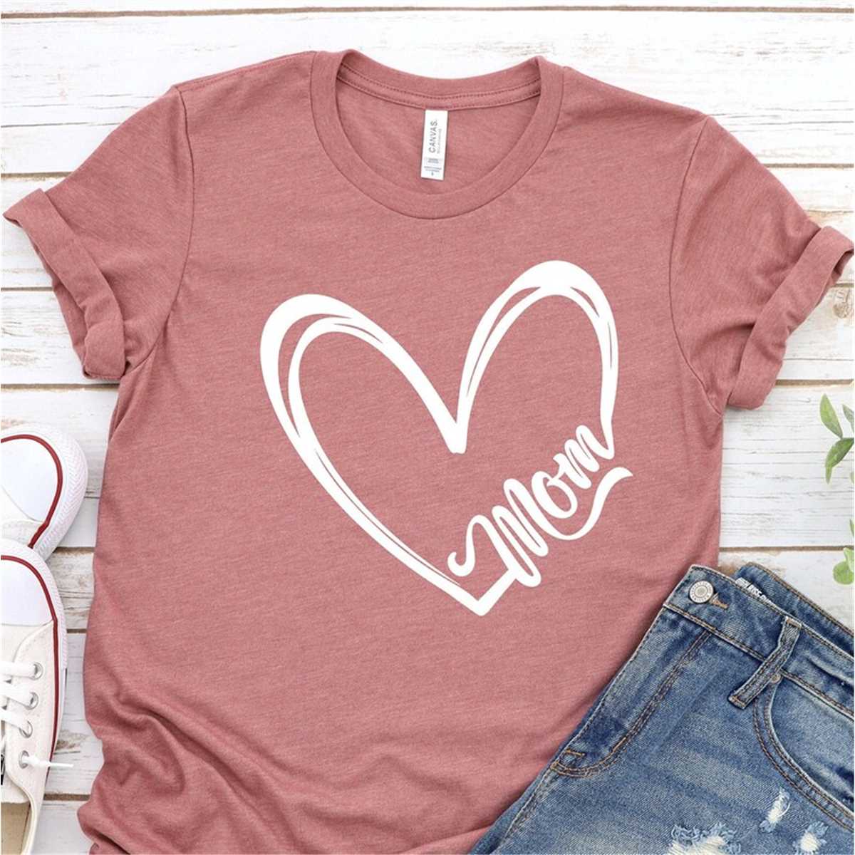 Mom Heart T-Shirt, Mom Shirt, Mama Shirt, Premium Shirt 21