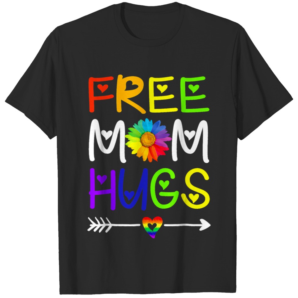 Mom Hugs Daisy Rainbow Heart Lgbt Pride Month 2 T-Shirts