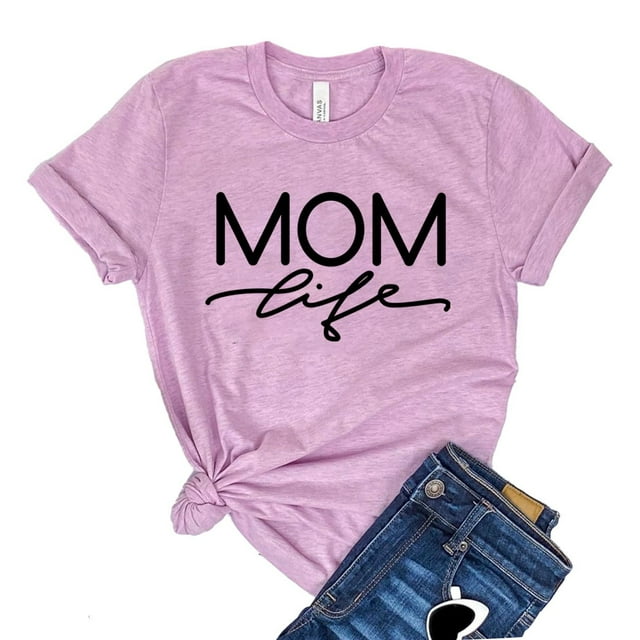 Mom Life Shirt Mothers Day T-Shirt Cool Mama Shirts Trendy Mom Tshirt Motherhood Tee Women'S Mommy Gift