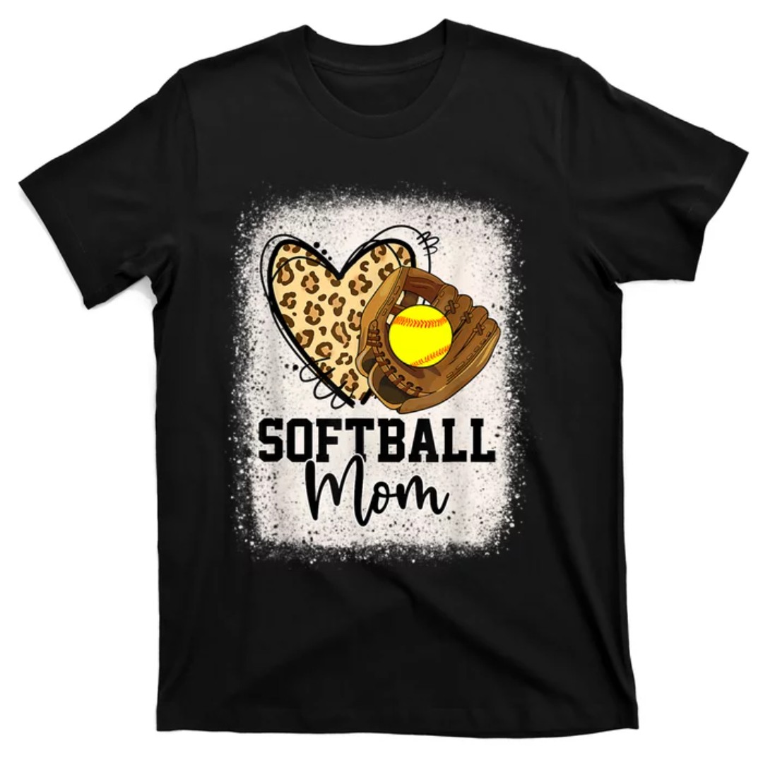 Mom Softball Leopard Softball Game Day Vibes Mothers Day Shirt, Mom Shirt, Mama Tee, Premium Tee