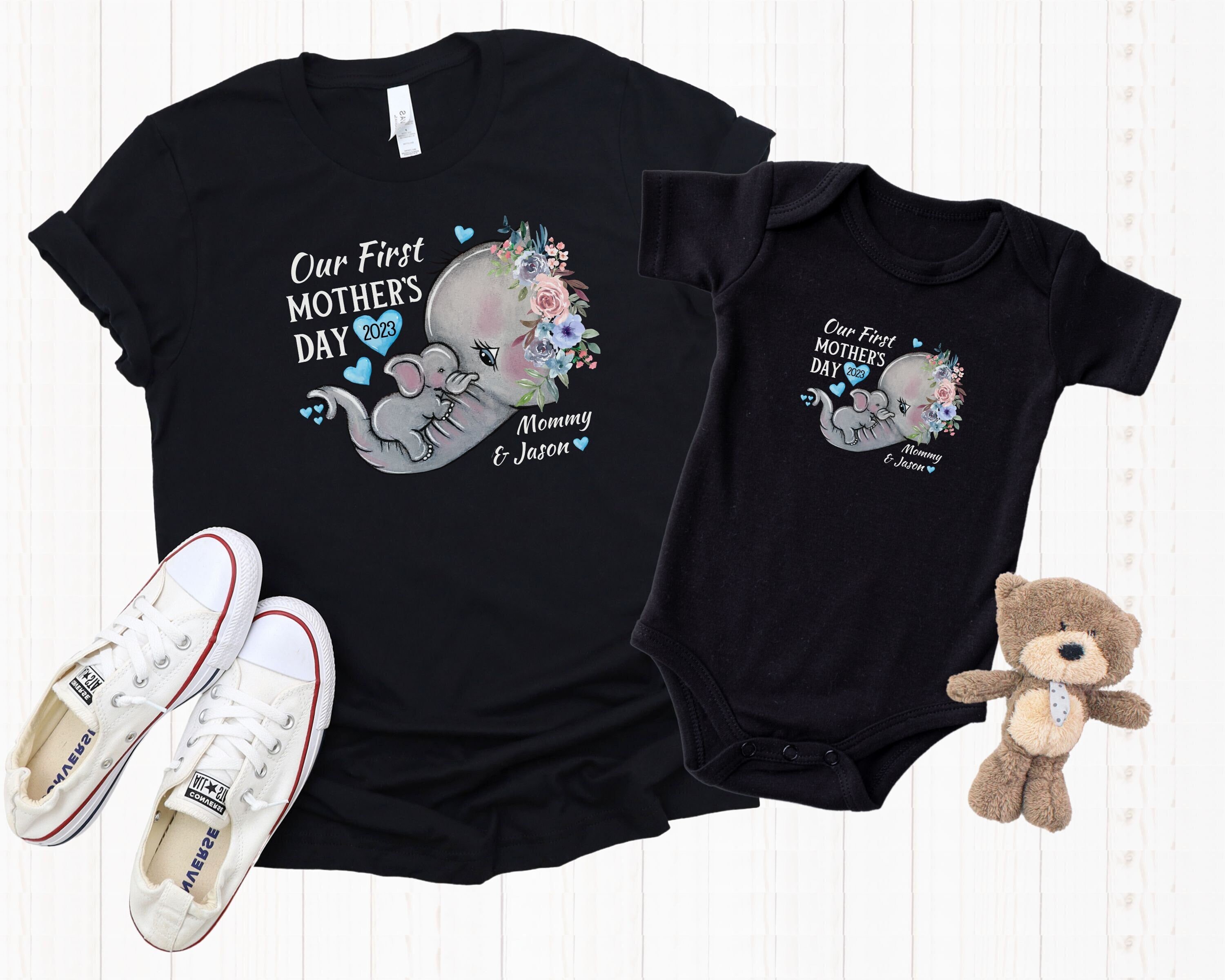 Mommy And Baby Elephant Matching T-Shirt, Mom Shirt, Mama Tee, Shirt For Mom Mother'S Day Gift