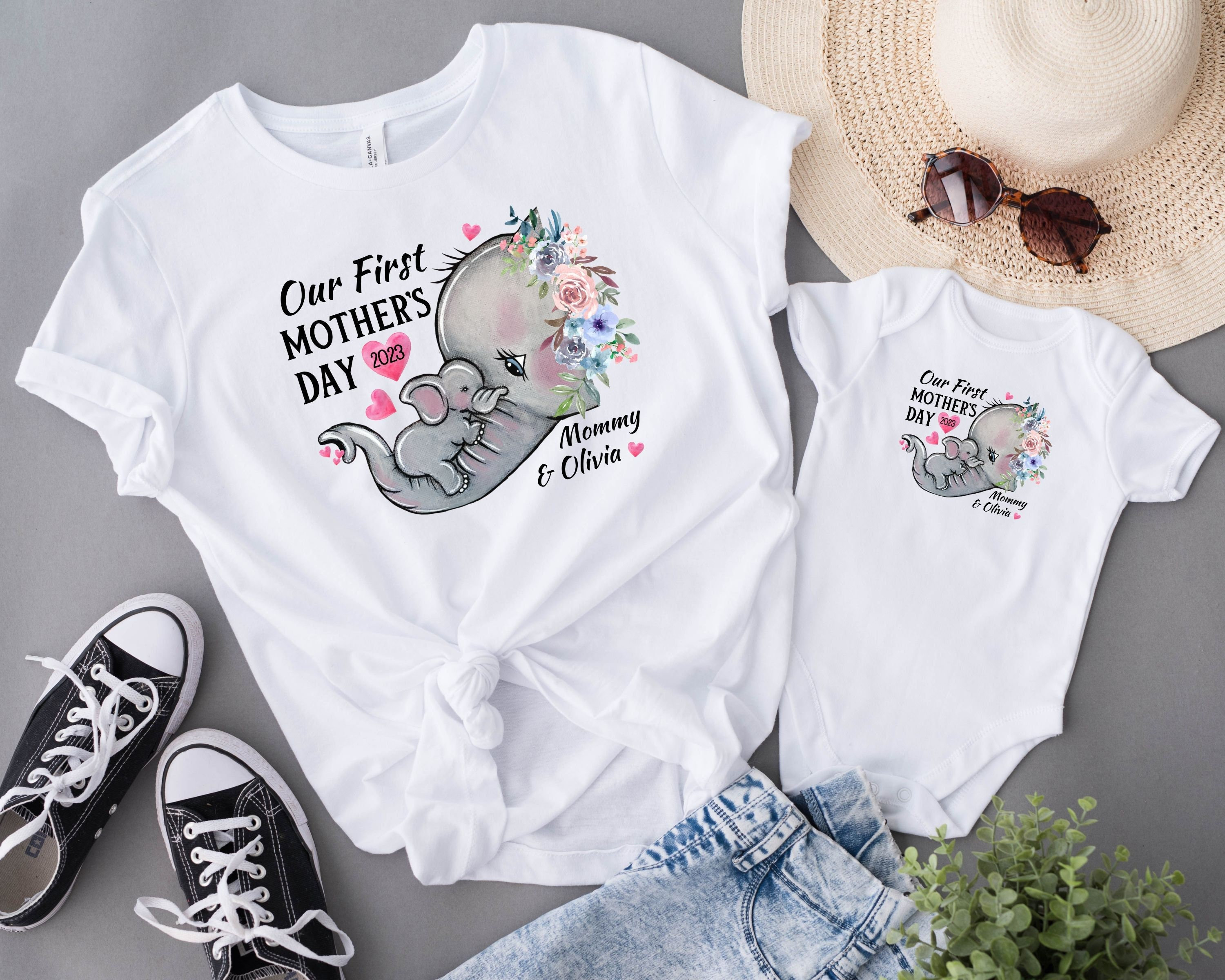 Mommy And Me Elephant Matching T-Shirt, Mom Shirt, Mama T- Shirt, Premium Shirt