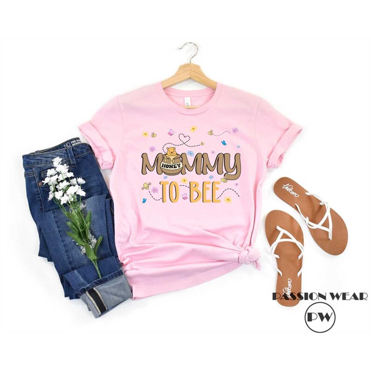 Mommy To Bee Pooh T-Shirt, Mom Shirt, Mama T- Shirt, Premium Shirt