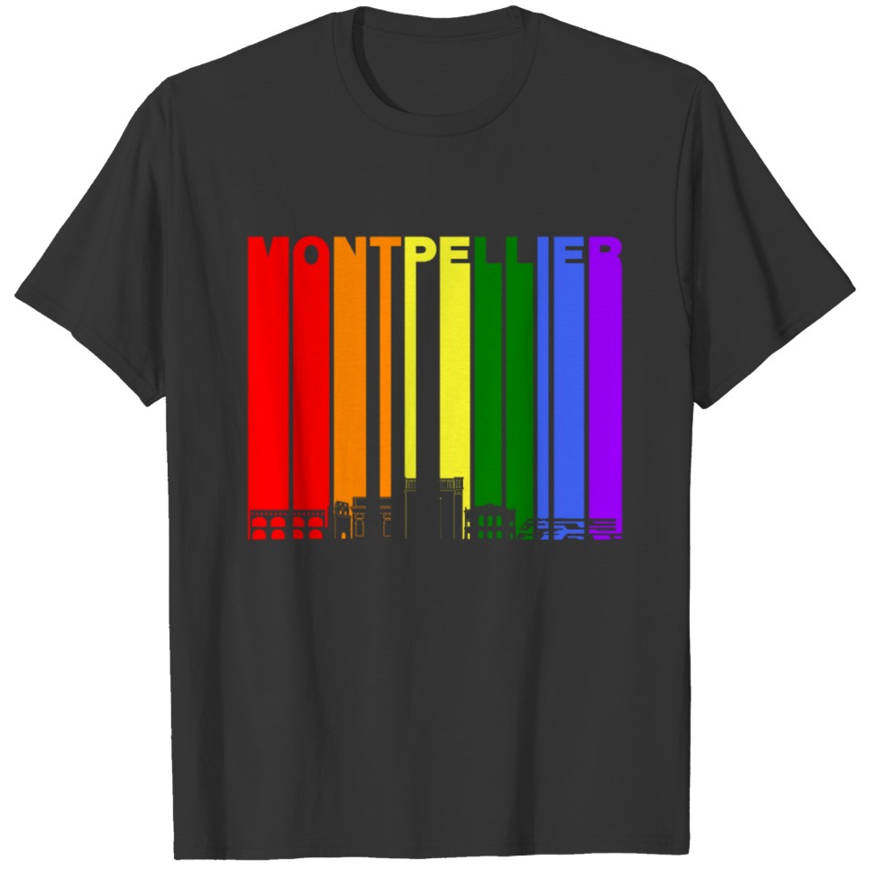 Montpellier France Skyline Rainbow Lgbt Gay Pride T Shirts