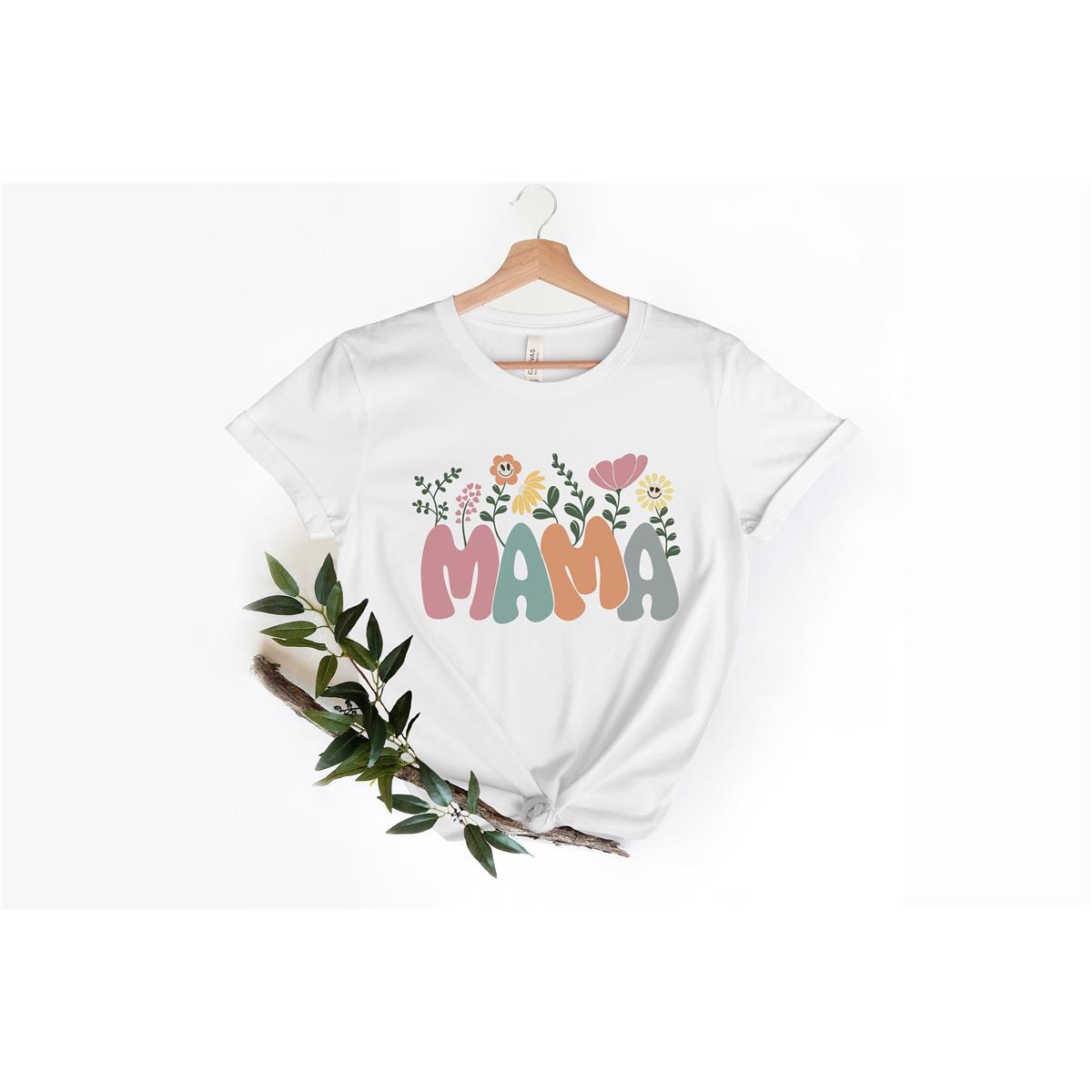 Mother'S Day Retro Mama Floral T-Shirt, Mom Shirt, Mama T- Shirt, Premium Shirt