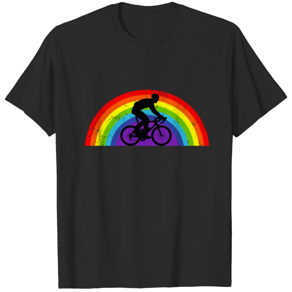 Mountain Biking Bicycle Rainbow Lgbt Gay Pride T-Shirt