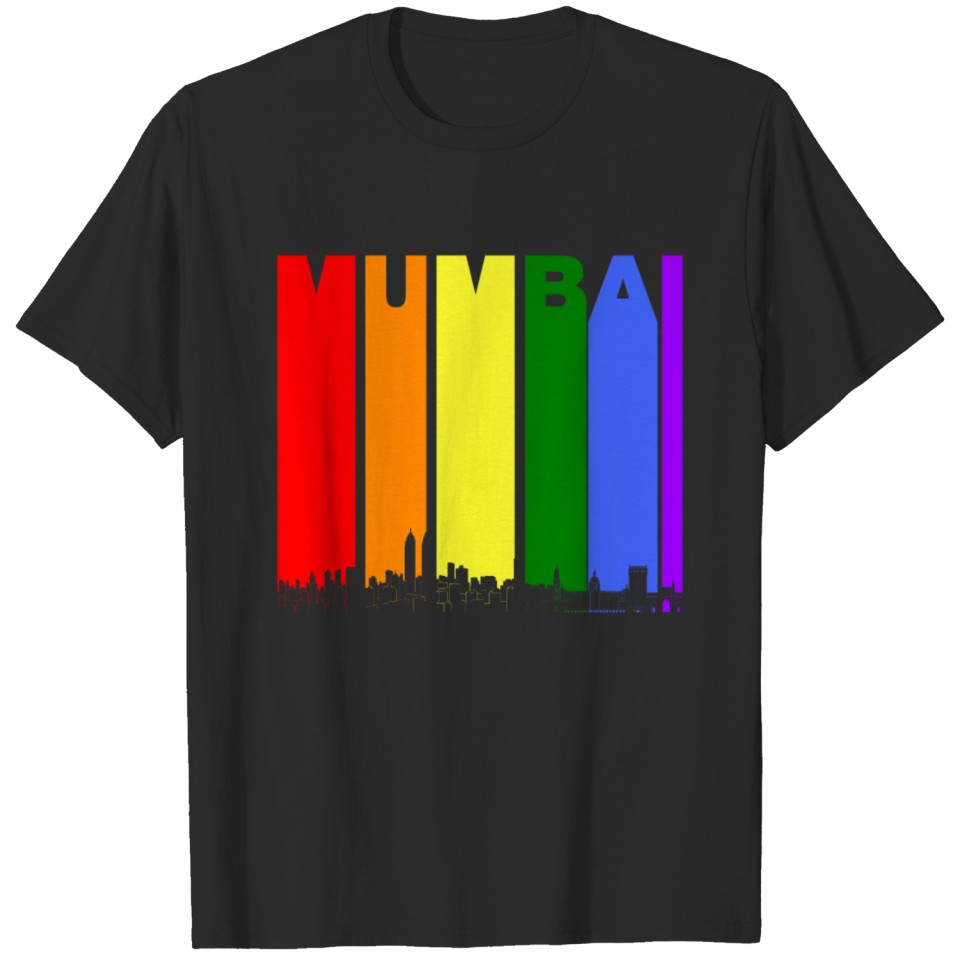 Mumbai India Skyline Rainbow Lgbt Gay Pride T-Shirt