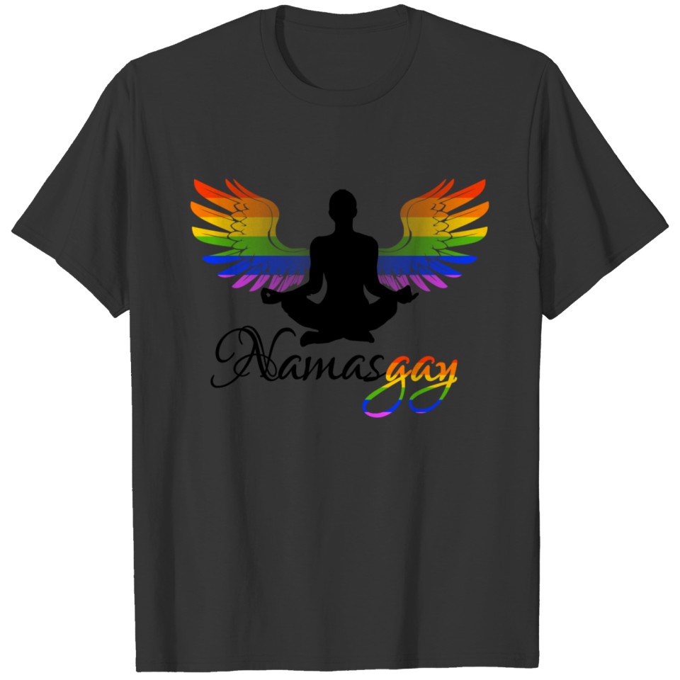 Namasgay Lgbt Yoga Angel Wings Gay Pride T Shirts