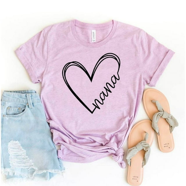 Nana Heart T-Shirt Granny Shirts Grandmother Gift Grammy Top Mother'S Day Tee Women'S Gigi Tshirt Grandmom Shirt