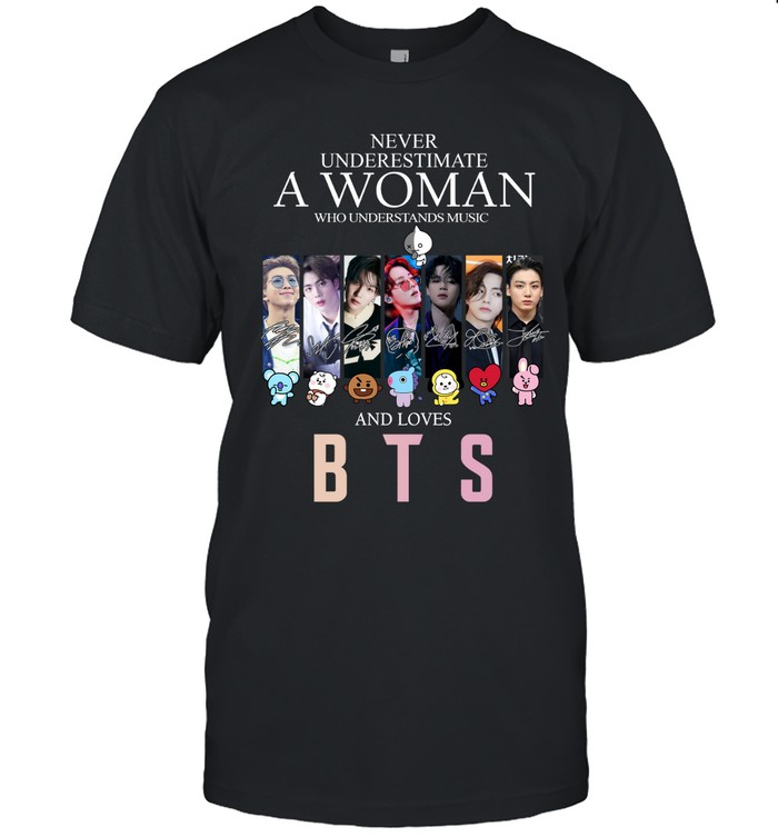 Never Underestimate A Woman Who Understands Music And Loves Bts Shirt, Premium Shirt, Music Shirt, Fan Shirt