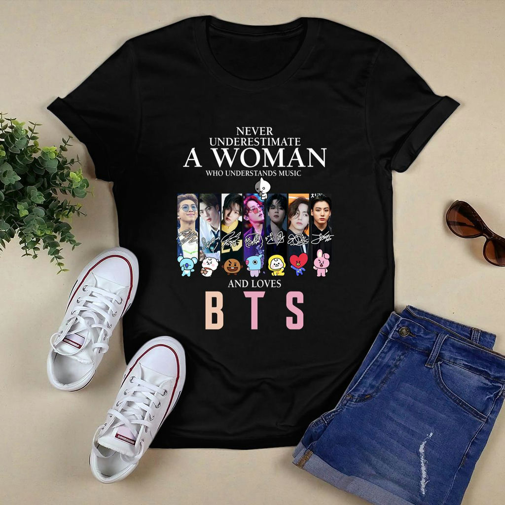 Never Underestimate A Woman Who Understands Music And Loves Bts T-Shirt, Premium Shirt