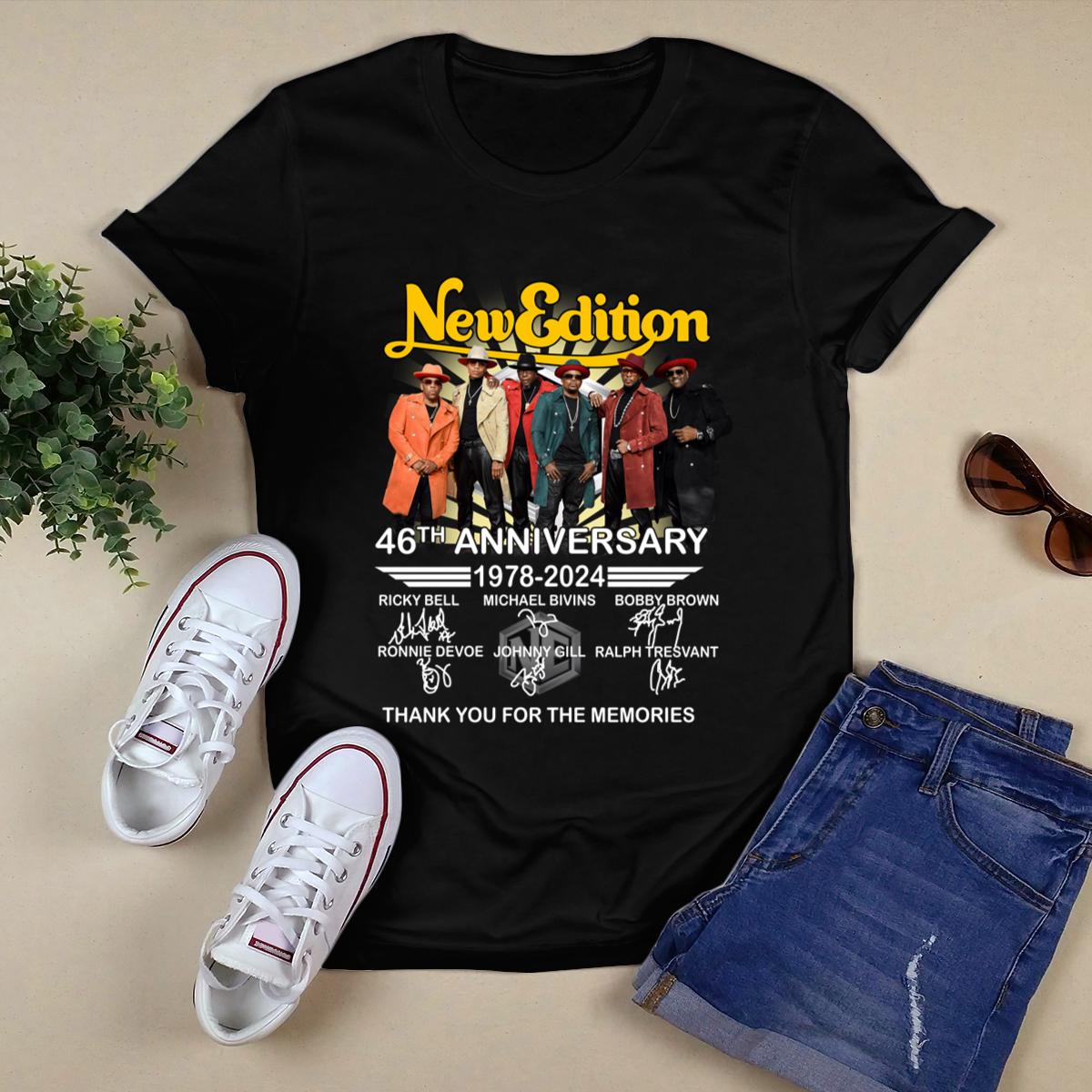 New Edition 46Th Anniversary 1978 2024 Signature Thank You For The Memories Shirt,Tour 2024 Shirt 