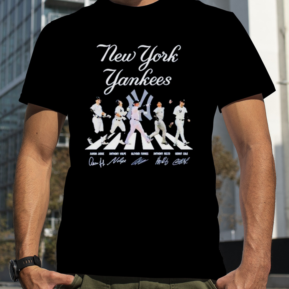 New York Yankees Aaron Judge Anthony Volpe Gleyber Torres Anthony And Gerrit Cole Abbey Road Shirt, Premium Shirt