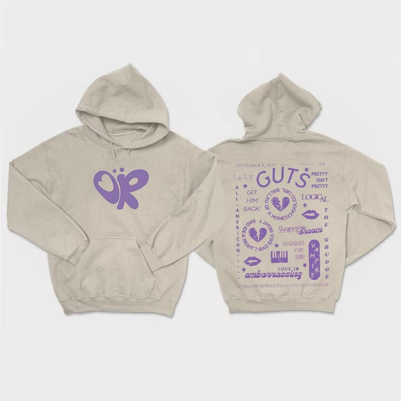 Olivia Guts Tour Track List Aesthetic Hoodie, Olivia Rodrigo Guts Hoodie, Tour Hoodie, Music Hoodie