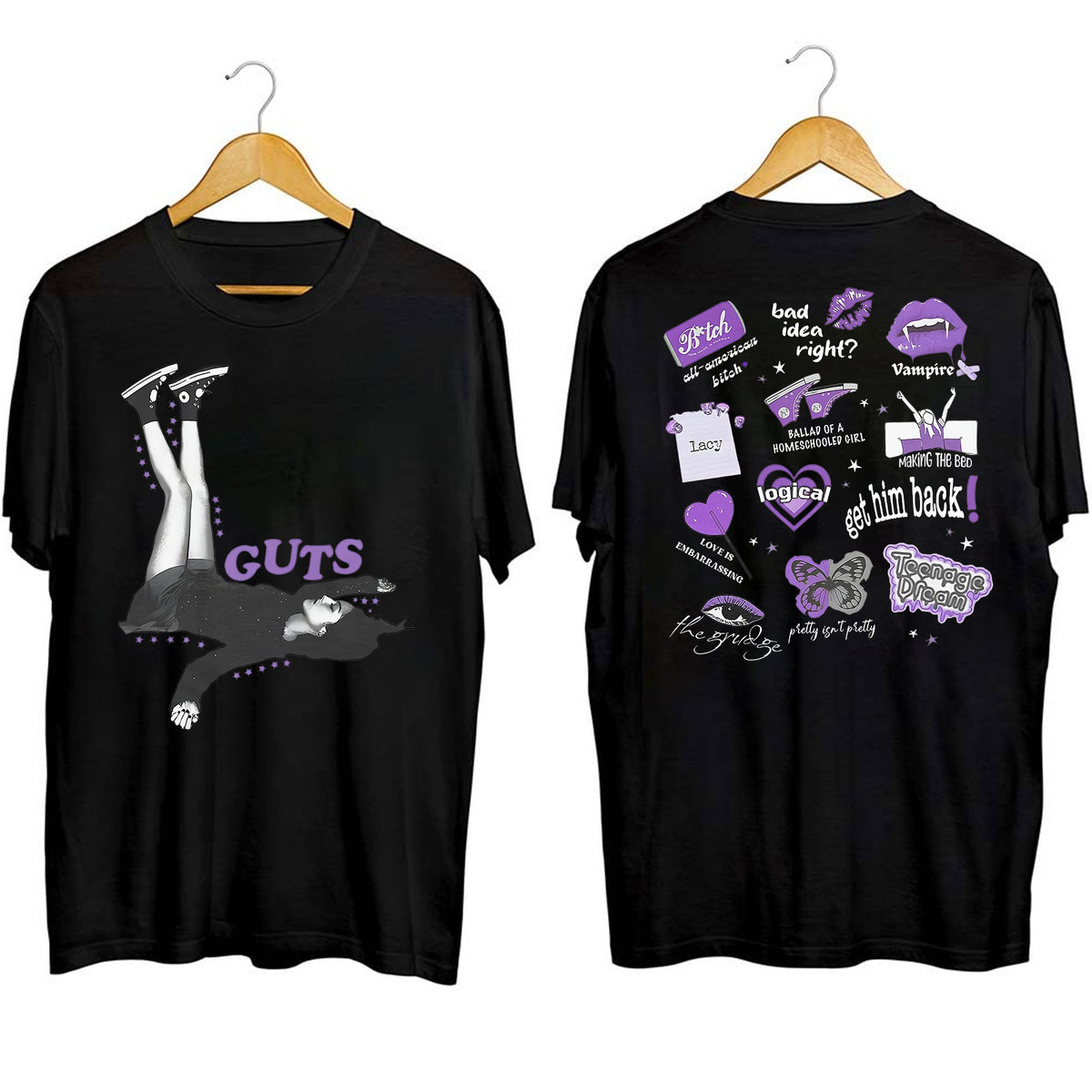 Olivia Rodrigo Guts World Tour 2 Sides Shirt, Guts Tour 2024 Shirt, 2024 Concert Shirt, Guts Tee, Olivia Bad Idea Right Shirt, Olivia Merch