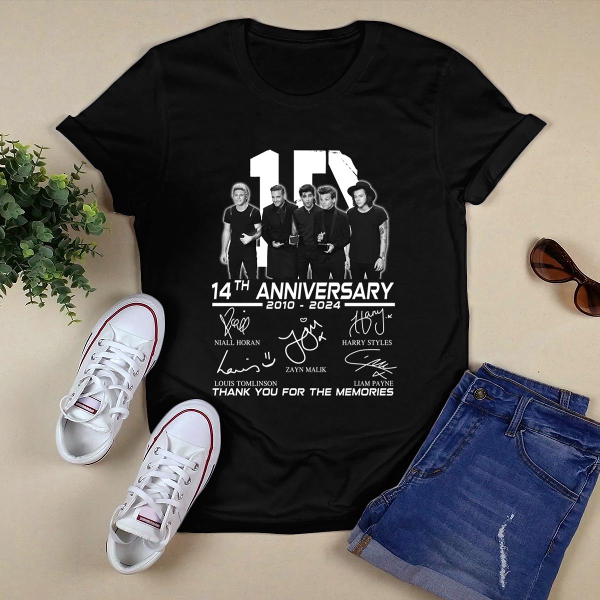 One Direction 1D 14Th Anniversary 2010 2024 Thank You For The Memories Shirt,Tour 2024 Shirt 