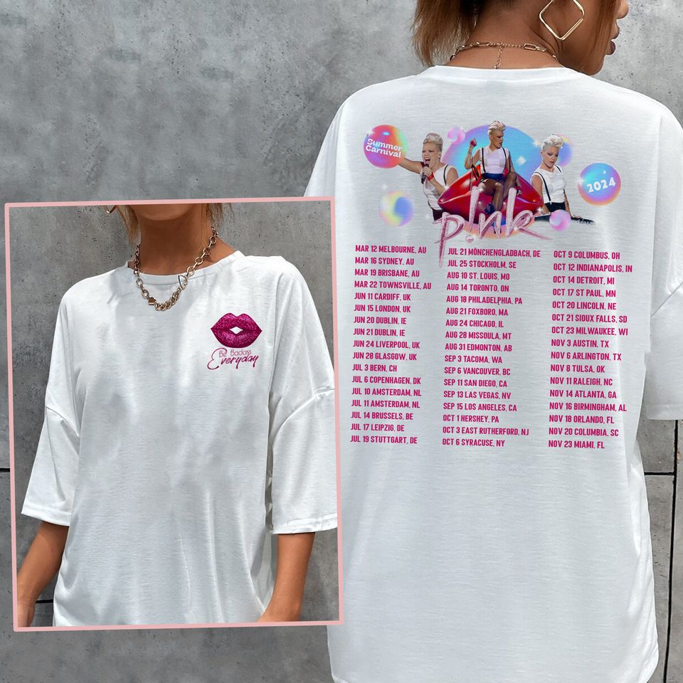 Pink Singer 2024 World Tour Full Album Tee, 2024 Pink Concert Shirtt