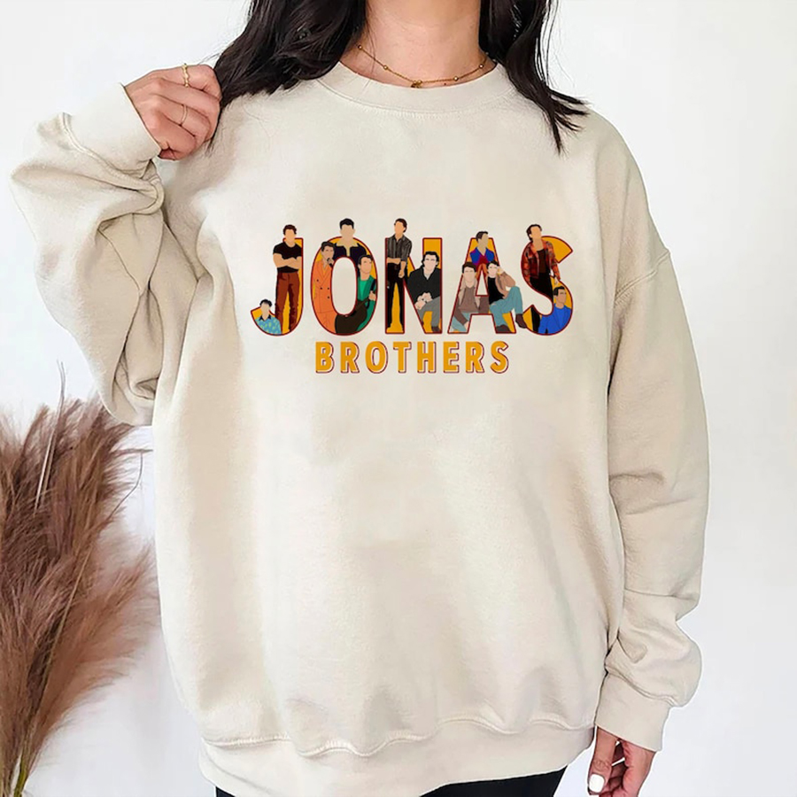 Retro Jonas Brothers Text Sweatshirt, Nick Joe Kevin Jonas Sweatshirt, Retro Five Albums One Night Tour Sweatshirt