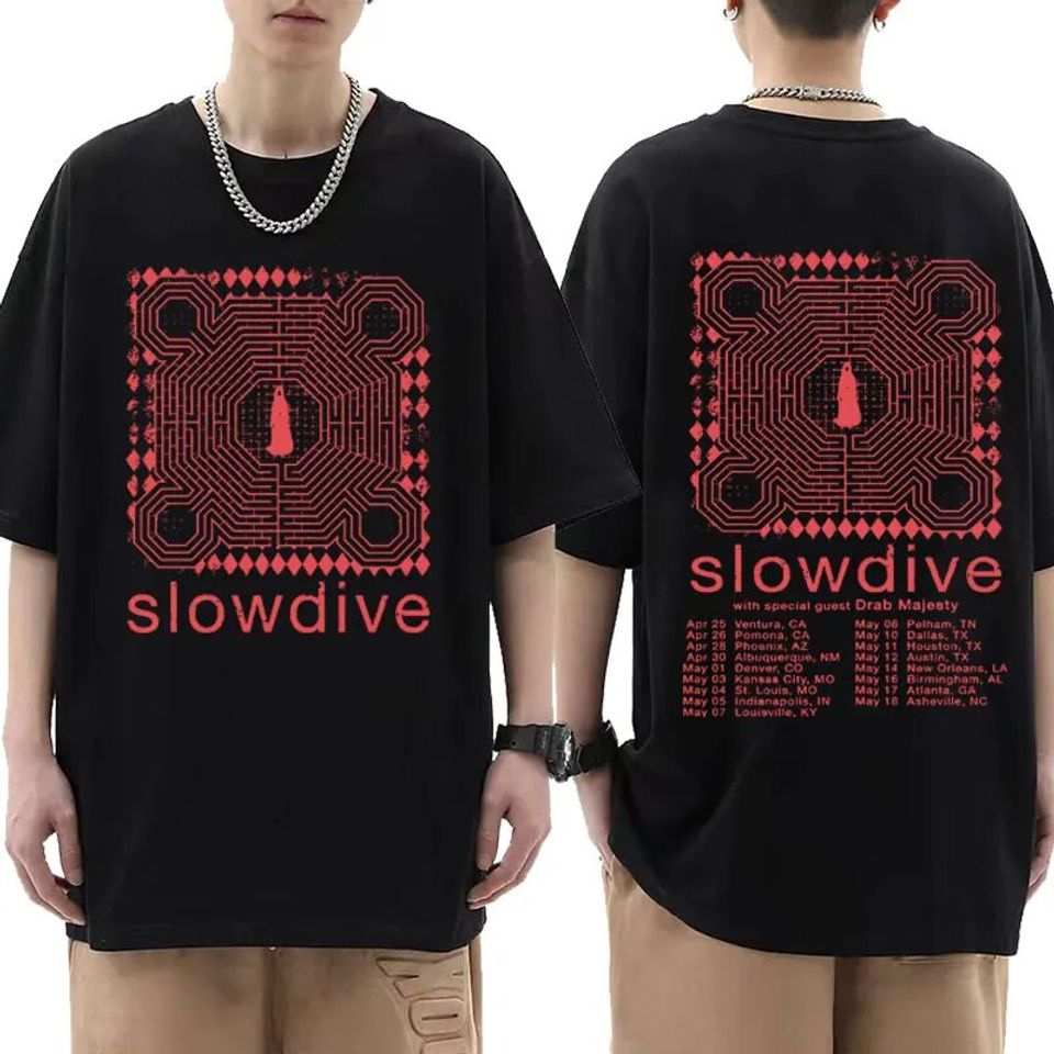 Slowdive Band 2024 Tour Concert Double Sided Print T-Shirt