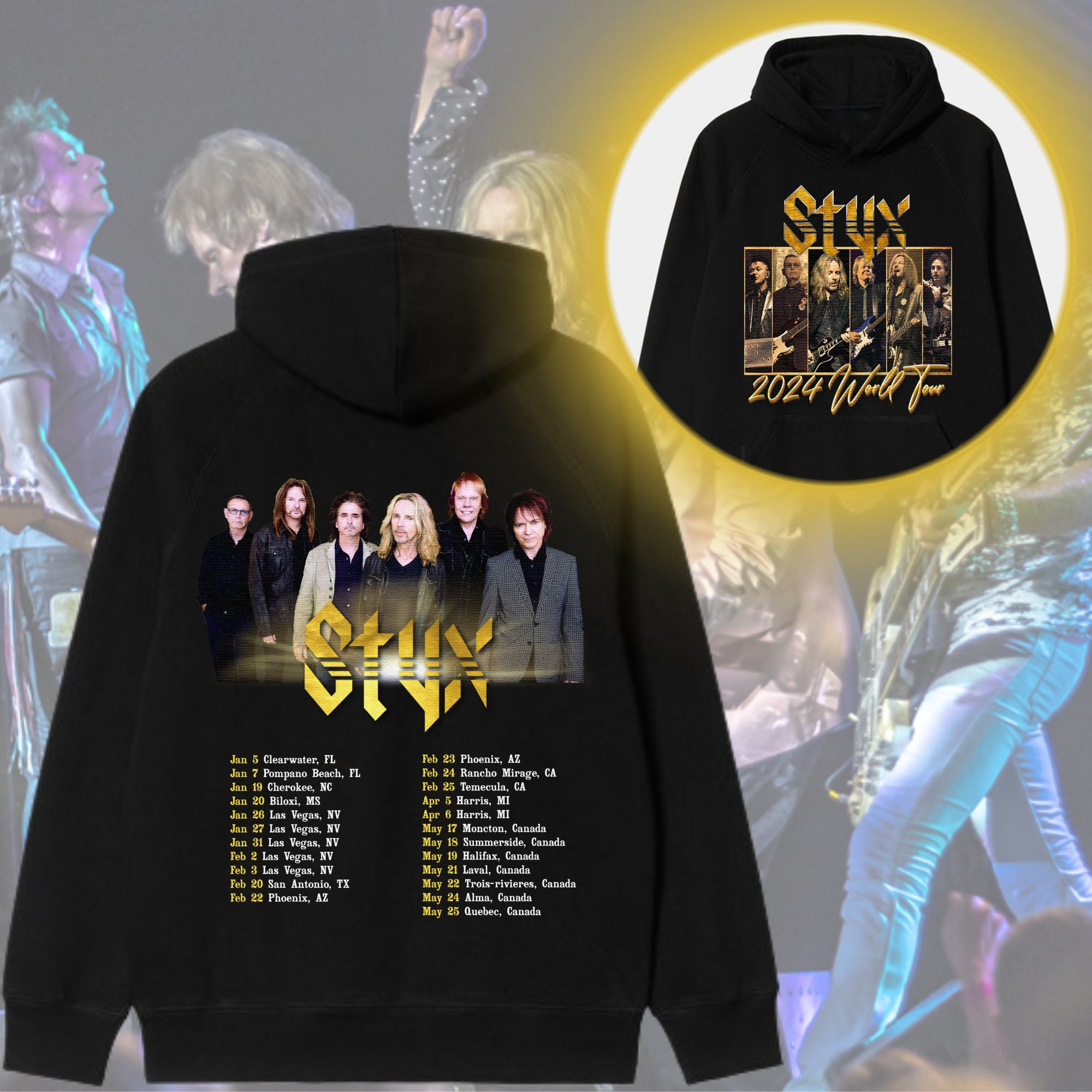 Styx Band 2024 Tour Hoodie, Tour Hoodie, Music Hoodie, Premium Hoodie, Unisex Hoodie