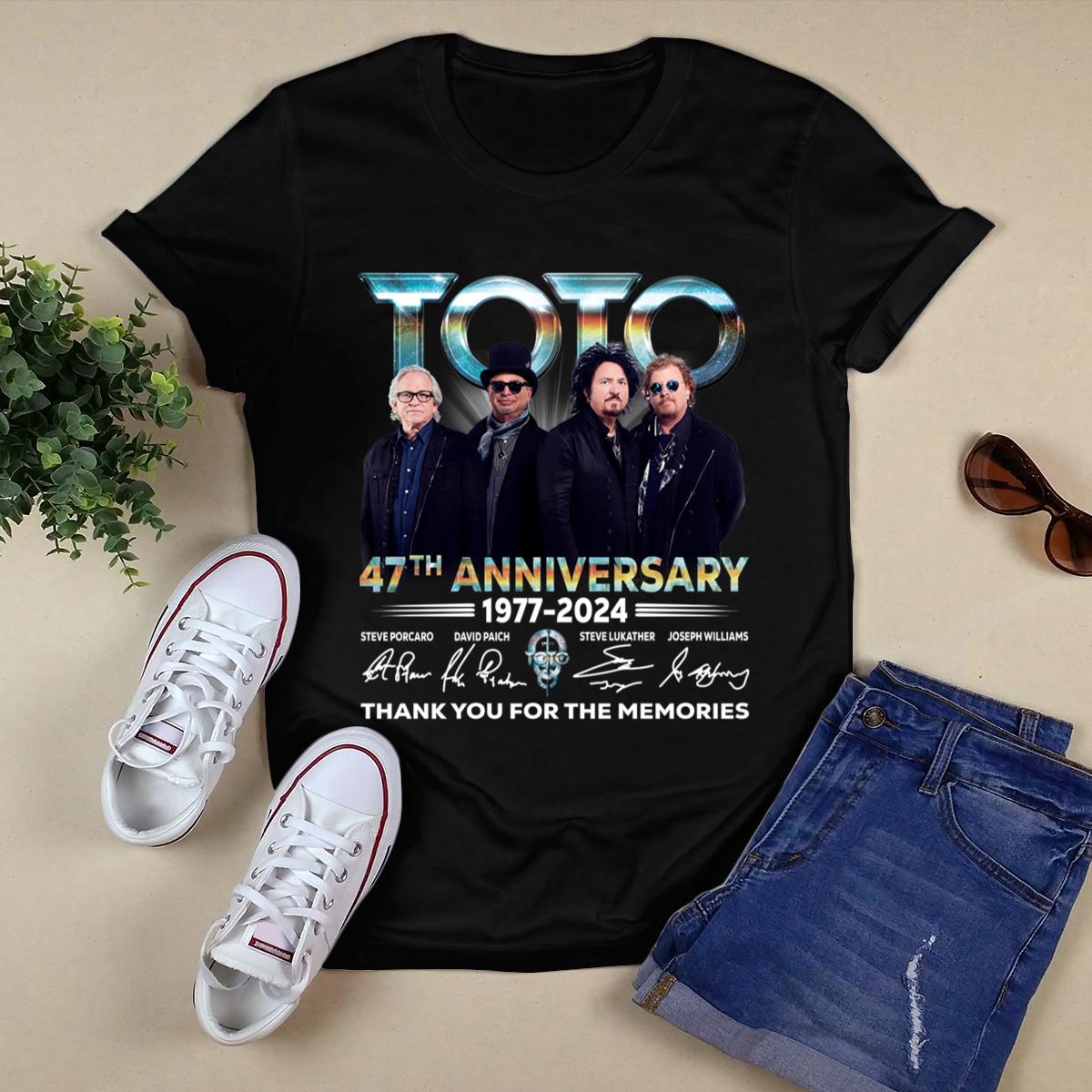 Toto 47Th Anniversary 1977 2024 Signatures Thank You For The Memories Shirt,Tour 2024 Shirt 