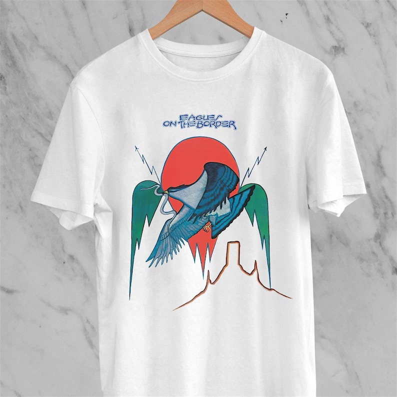 Vintage 1974 Eagles On The Border Concert Rock Band Tour Cotton T-Shirt