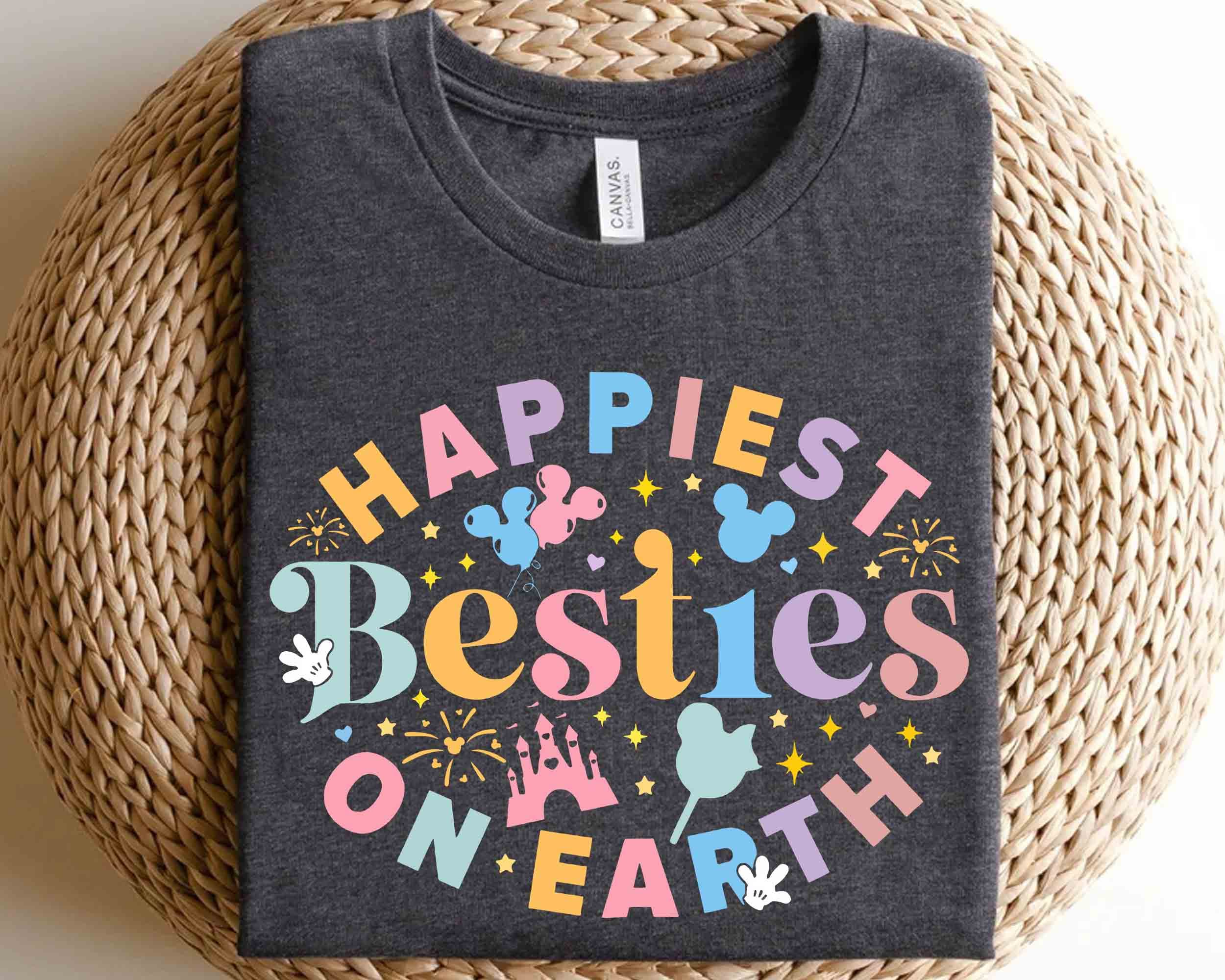 Vintage 90S Happiest Besties On Earth Mickey T-Shirts, Disney Best Friends Matching Tee