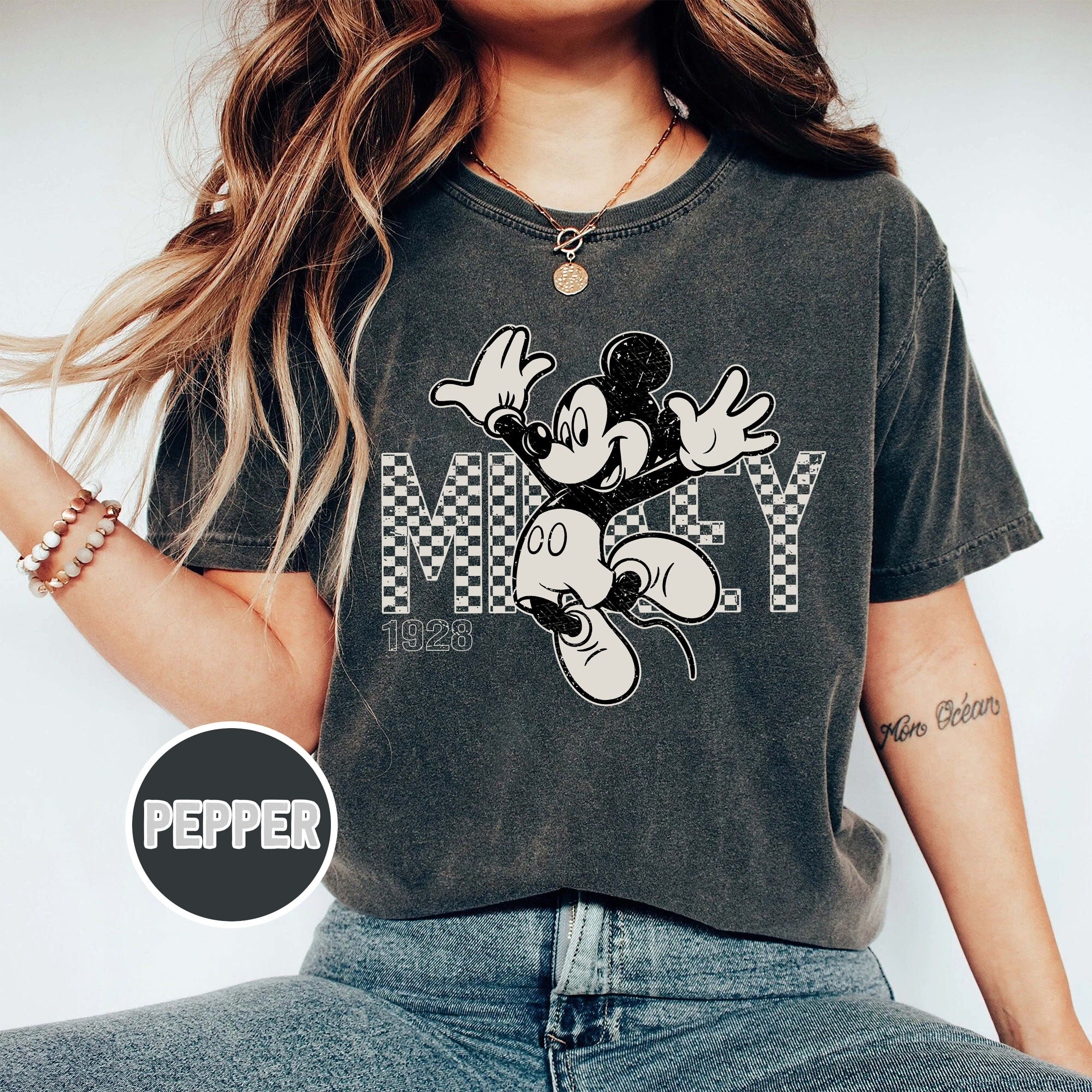 Vintage Mickey Minnie Checkered Shirt, Disney Checkered Shirt, Disney Tshirt